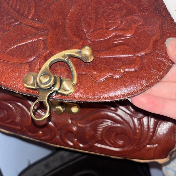 Brown Embossed Leather Bag - Picture 2 of 4